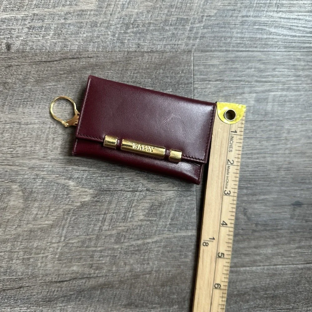 Authentic Bally‎ Wallet Red Burgundy Leather Bi Fold Coin Pouch EUC